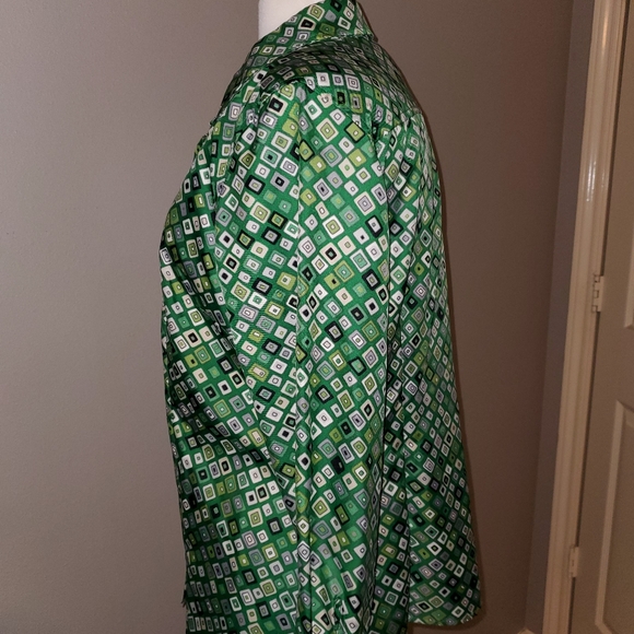 Green, Black & White Geometric Ann Taylor Blouse - Picture 3 of 8
